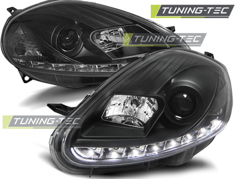 LED Tagfahrlicht Design Scheinwerfer für Fiat Grande Punto 08-09 schwarz
